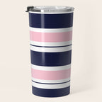 Blue Navy and Pink Stripes Travel Mug Gallery Image 3