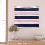 Blue Navy and Pink Stripes Wall Tapestry Gallery Image 2