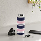 Blue Navy and Pink Stripes Water Bottle Gallery Image 4