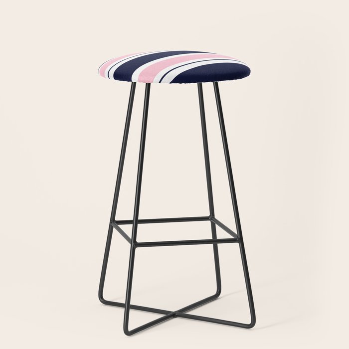 Blue Navy and Pink Stripes Stool Gallery Image 1