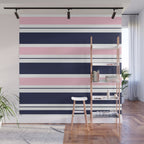 Blue Navy and Pink Stripes Wall Mural Gallery Image 1