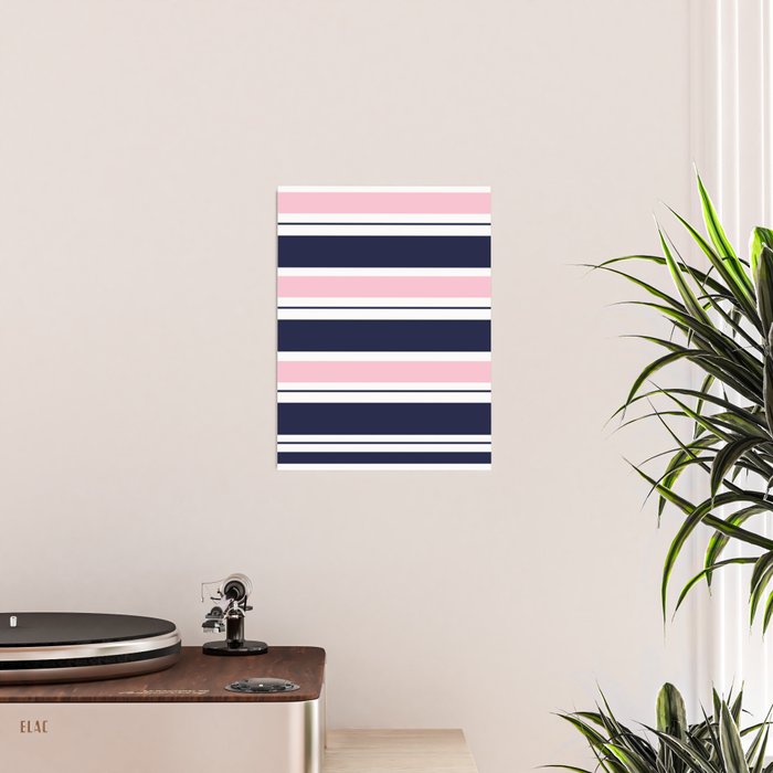 Blue Navy and Pink Stripes Poster Gallery Image 2