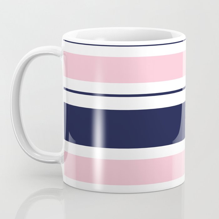 Blue Navy and Pink Stripes Coffee Mug Gallery Image 3