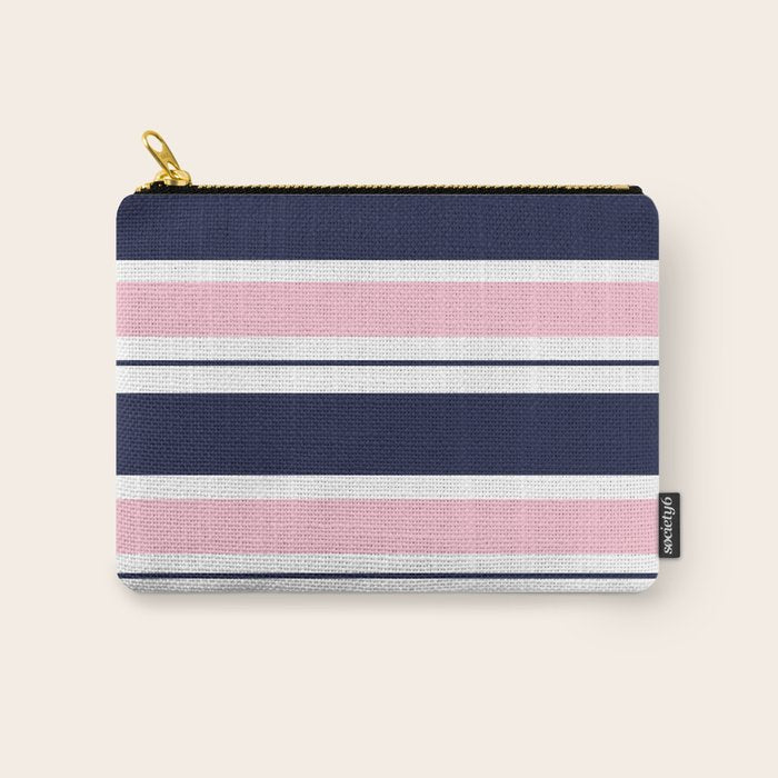 Blue Navy and Pink Stripes Carry All Pouch Gallery Image 1