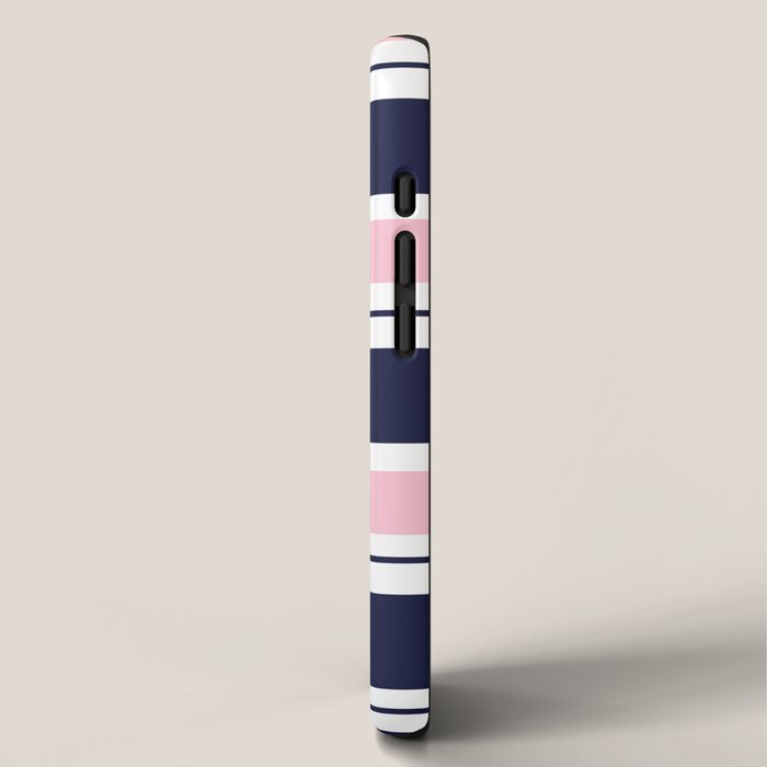 Blue Navy and Pink Stripes iPhone Case Gallery Image 2
