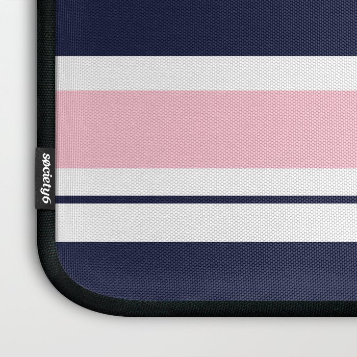Blue Navy and Pink Stripes Laptop Sleeve Gallery Image 3