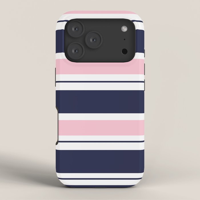 Blue Navy and Pink Stripes iPhone Case Gallery Image 3