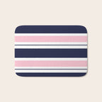 Blue Navy and Pink Stripes Bath Mat Gallery Image 1