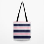 Blue Navy and Pink Stripes Tote Bag Gallery Image 2
