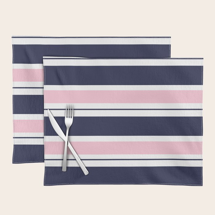 Blue Navy and Pink Stripes Placemat Gallery Image 1