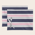 Blue Navy and Pink Stripes Placemat Gallery Image 1
