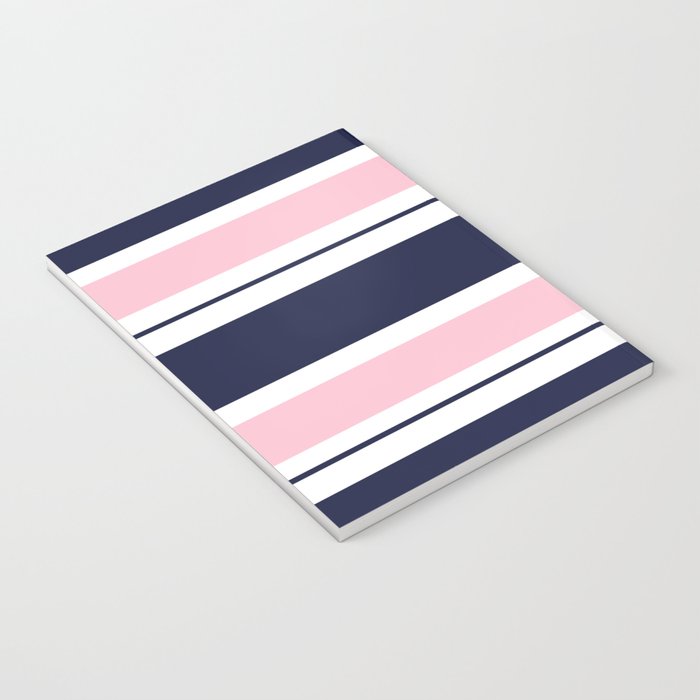 Blue Navy and Pink Stripes Notebook Gallery Image 3