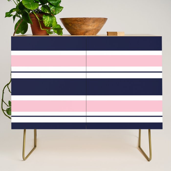 Blue Navy and Pink Stripes Credenza Gallery Image 1