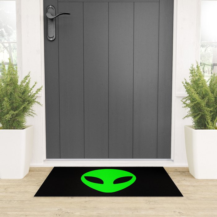 Black and Green Alien Head Shape Welcome Mat Gallery Image 3