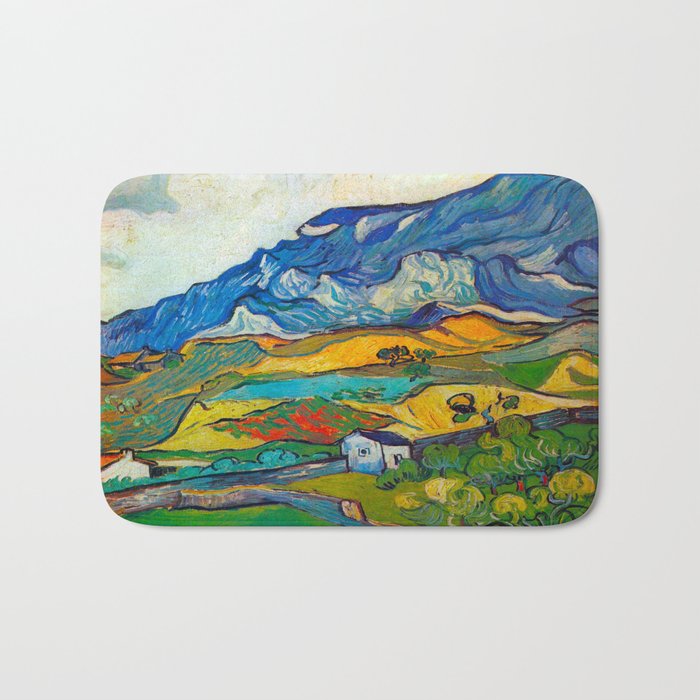 Les Alpilles, Mountain Landscape near South Reme Vincent van Gogh 1889 Bath Mat Gallery Image 1