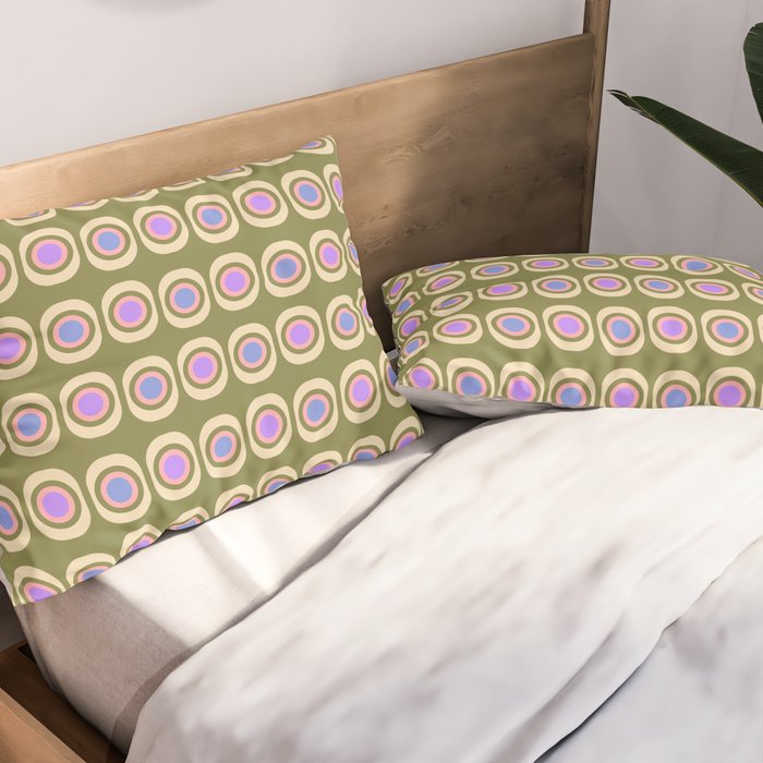 Mid-century Modern Pattern - Olive, Pink and Blue Pillow Sham Gallery Image 2