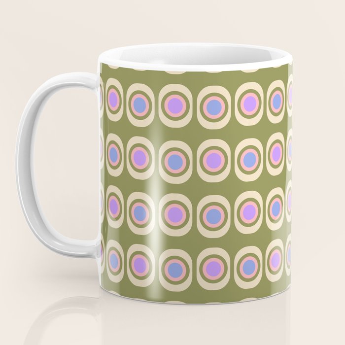 Mid-century Modern Pattern - Olive, Pink and Blue Coffee Mug Gallery Image 3