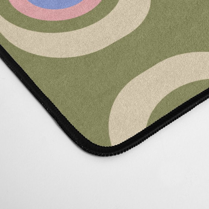 Mid-century Modern Pattern - Olive, Pink and Blue Desk Mat Gallery Image 4