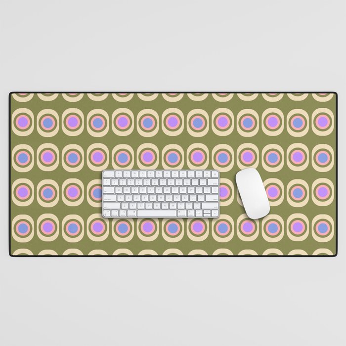 Mid-century Modern Pattern - Olive, Pink and Blue Desk Mat Gallery Image 1