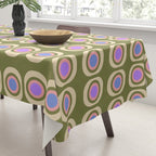 Mid-century Modern Pattern - Olive, Pink and Blue Tablecloth Gallery Image 3