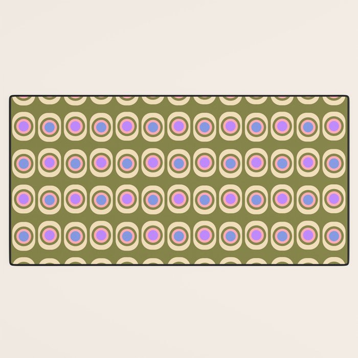 Mid-century Modern Pattern - Olive, Pink and Blue Desk Mat Gallery Image 3