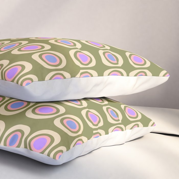 Mid-century Modern Pattern - Olive, Pink and Blue Pillow Sham Gallery Image 3
