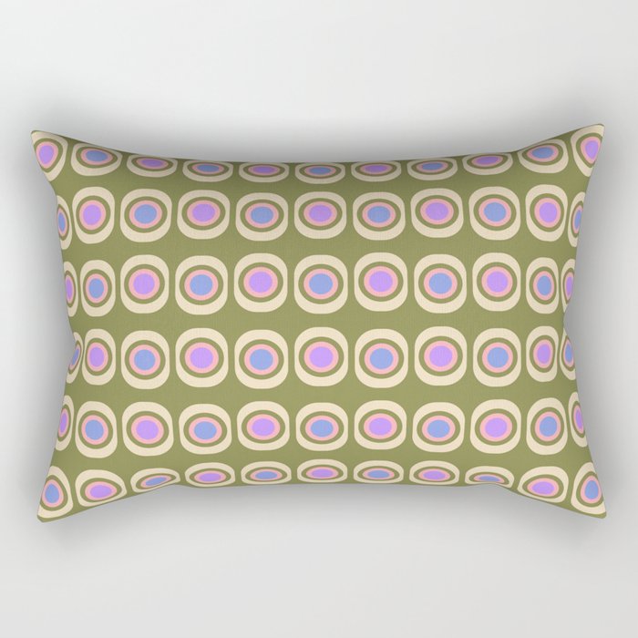 Mid-century Modern Pattern - Olive, Pink and Blue Rectangular Pillow Gallery Image 1