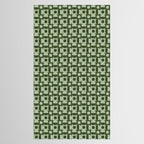 Retro Texture Geometric Squares And Circles Pattern No 5 Sage Green Black White Tablecloth Gallery Image 2