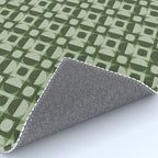Retro Texture Geometric Squares And Circles Pattern No 5 Sage Green Black White Rug Gallery Image 4