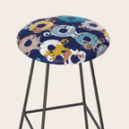 Cats Donut Care // blue background goldenrod yellow mustard, teal pastel blue and brown sweet kitties Stool Gallery Image 2
