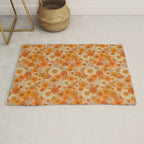 70s retro vintage daisies, flowers, orange, peach Rug Gallery Image 1