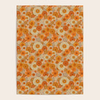 70s retro vintage daisies, flowers, orange, peach Poster Gallery Image 4