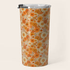 70s retro vintage daisies, flowers, orange, peach Travel Mug Gallery Image 3