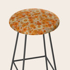 70s retro vintage daisies, flowers, orange, peach Stool Gallery Image 2