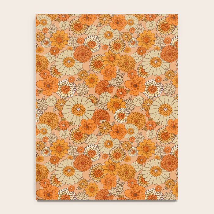 70s retro vintage daisies, flowers, orange, peach Notebook Gallery Image 4