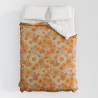 70s retro vintage daisies, flowers, orange, peach Duvet Cover Gallery Image 6