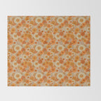 70s retro vintage daisies, flowers, orange, peach Throw Blanket Gallery Image 2