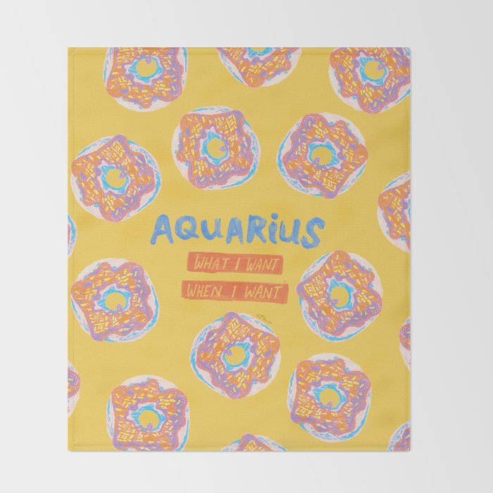 Aquarius Confidence in Buttercup Yellow | Zodiac Series Throw Blanket Gallery Image 2