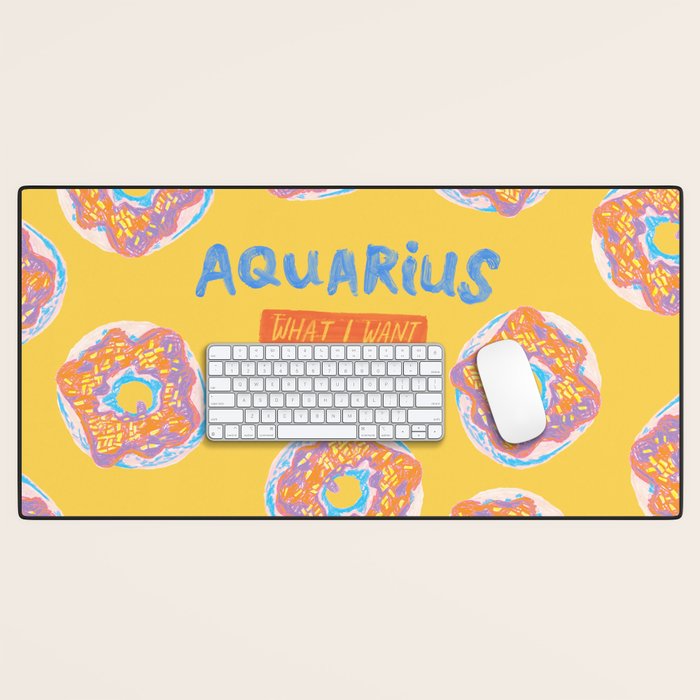 Aquarius Confidence in Buttercup Yellow | Zodiac Series Desk Mat Gallery Image 1