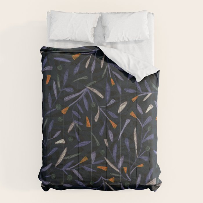 Midnight Floral Pattern #2 / Purple & Orange Comforter Gallery Image 6