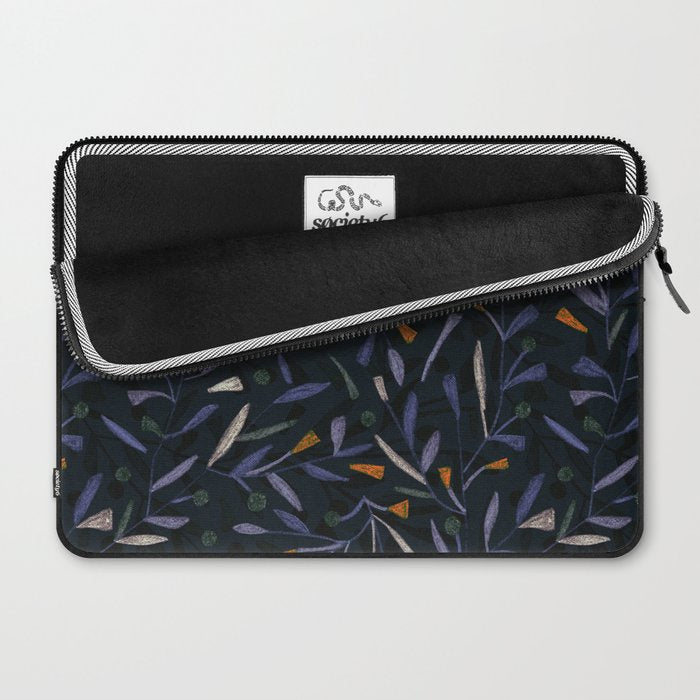 Midnight Floral Pattern #2 / Purple & Orange Laptop Sleeve Gallery Image 2