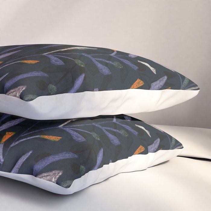 Midnight Floral Pattern #2 / Purple & Orange Pillow Sham Gallery Image 3