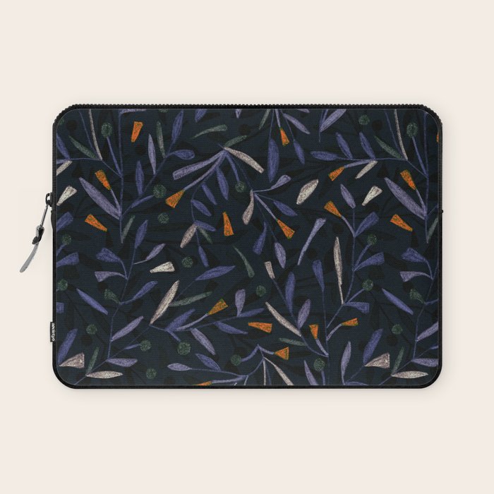 Midnight Floral Pattern #2 / Purple & Orange Laptop Sleeve Gallery Image 1