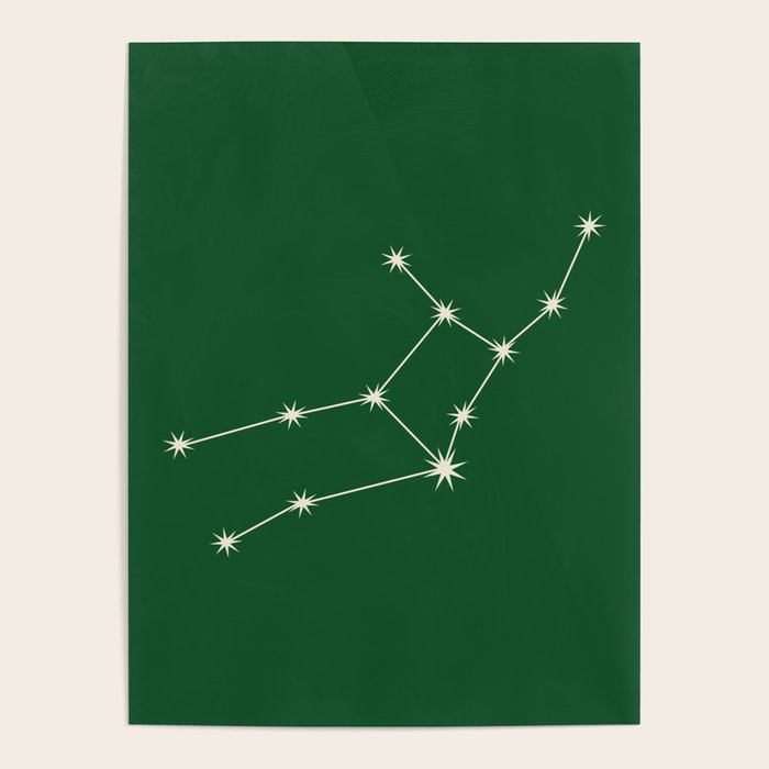 Virgo Zodiac Star Constellation Line Art Green Poster Gallery Image 4
