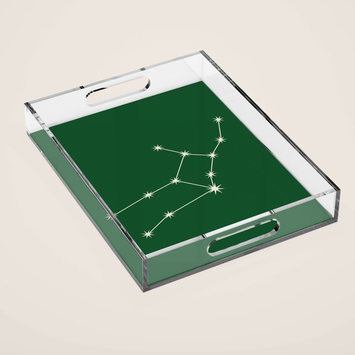 Virgo Zodiac Star Constellation Line Art Green Acrylic Tray Gallery Image 1