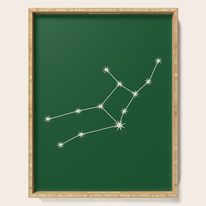 Virgo Zodiac Star Constellation Line Art Green Serving Tray Gallery Image 1