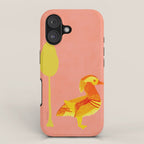 Bird and a Tree - Yellow and Salmon iPhone Case Gallery Image 1