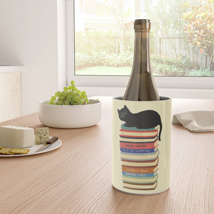 Hidden cat 31 reading books  Wine Chiller Gallery Image 4