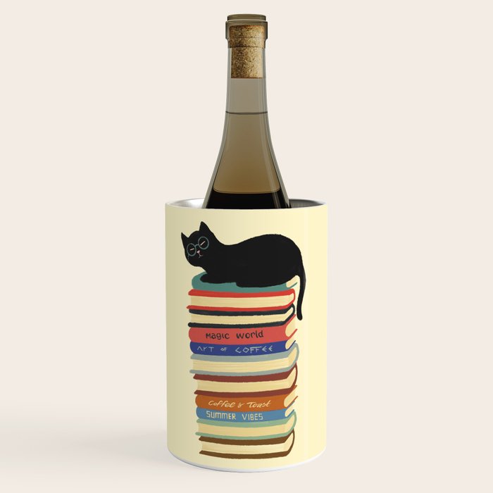 Hidden cat 31 reading books  Wine Chiller Gallery Image 1