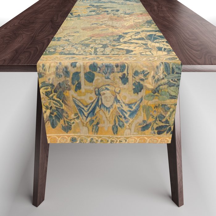 Antique 17th Century Gamepark French Aubusson Tapestry Table Runner Gallery Image 1